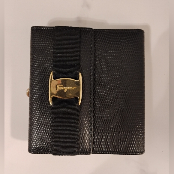 Salvatore Ferragamo Handbags - EUC Salvatore Ferragamo Wallet -  Black Compact Textured Leather